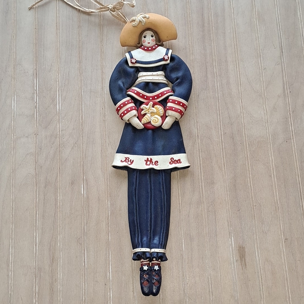 By The Sea Sailor Vintage Handcrafted Wall Hanging Decorative Nautical Folk Art